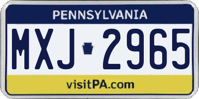 PA license plate MXJ2965