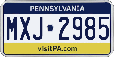 PA license plate MXJ2985