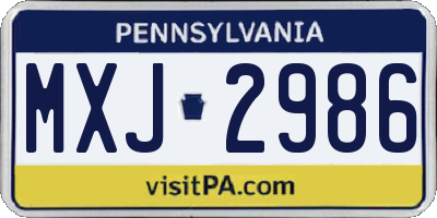 PA license plate MXJ2986