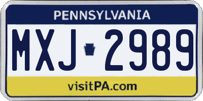 PA license plate MXJ2989