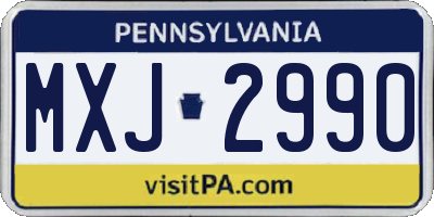 PA license plate MXJ2990