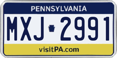 PA license plate MXJ2991