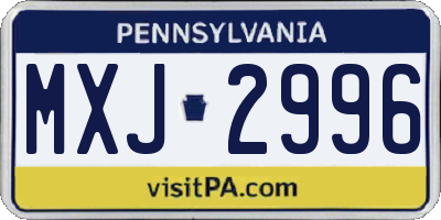 PA license plate MXJ2996
