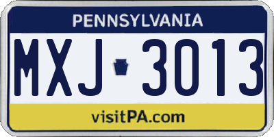 PA license plate MXJ3013