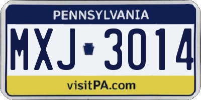 PA license plate MXJ3014