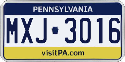 PA license plate MXJ3016