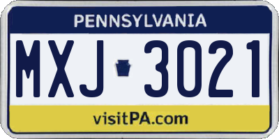 PA license plate MXJ3021