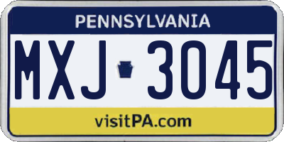 PA license plate MXJ3045