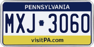 PA license plate MXJ3060