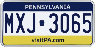 PA license plate MXJ3065