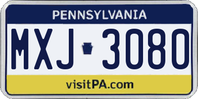 PA license plate MXJ3080