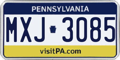 PA license plate MXJ3085