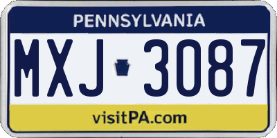 PA license plate MXJ3087