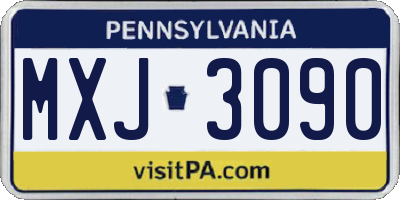 PA license plate MXJ3090