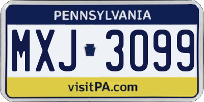 PA license plate MXJ3099