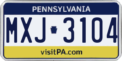 PA license plate MXJ3104