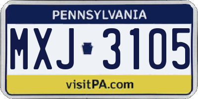 PA license plate MXJ3105