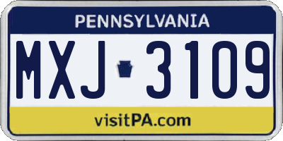 PA license plate MXJ3109