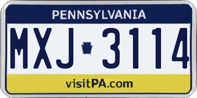 PA license plate MXJ3114