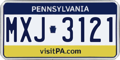 PA license plate MXJ3121
