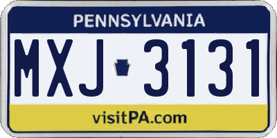PA license plate MXJ3131