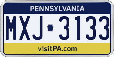 PA license plate MXJ3133