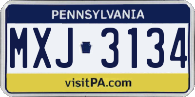 PA license plate MXJ3134