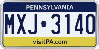 PA license plate MXJ3140