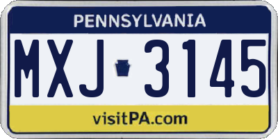 PA license plate MXJ3145