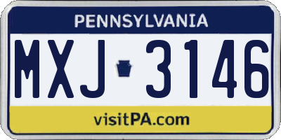 PA license plate MXJ3146