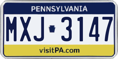 PA license plate MXJ3147