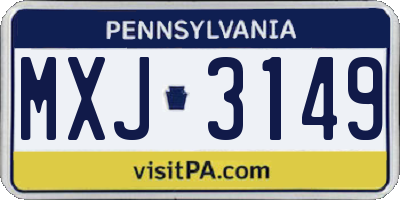 PA license plate MXJ3149