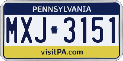 PA license plate MXJ3151