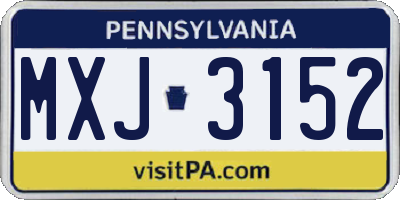 PA license plate MXJ3152