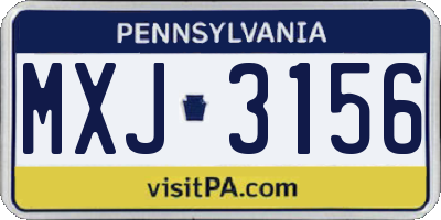 PA license plate MXJ3156