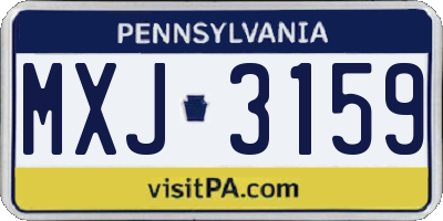 PA license plate MXJ3159