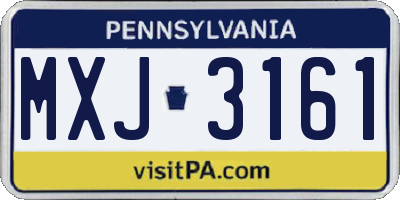 PA license plate MXJ3161