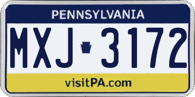 PA license plate MXJ3172