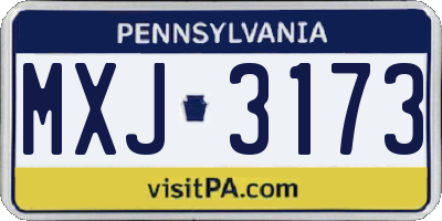 PA license plate MXJ3173