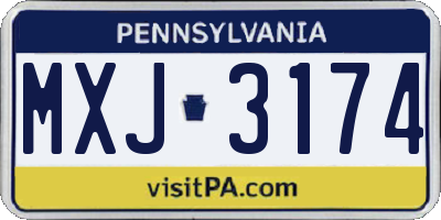 PA license plate MXJ3174