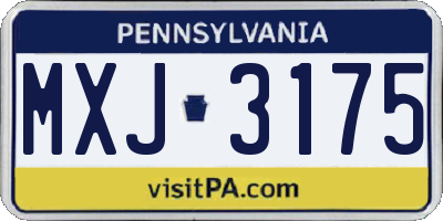 PA license plate MXJ3175
