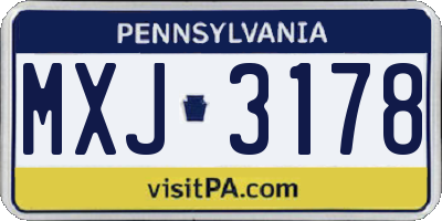 PA license plate MXJ3178