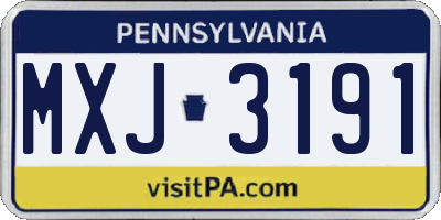 PA license plate MXJ3191