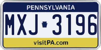 PA license plate MXJ3196