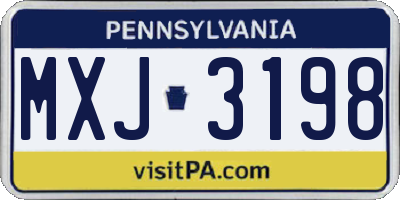 PA license plate MXJ3198