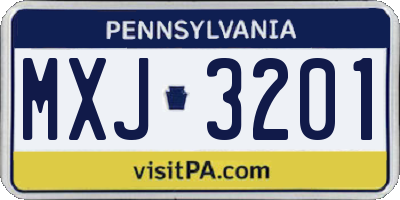 PA license plate MXJ3201