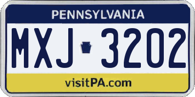 PA license plate MXJ3202