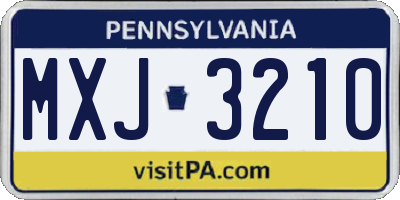 PA license plate MXJ3210