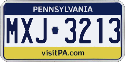 PA license plate MXJ3213