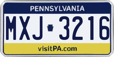 PA license plate MXJ3216